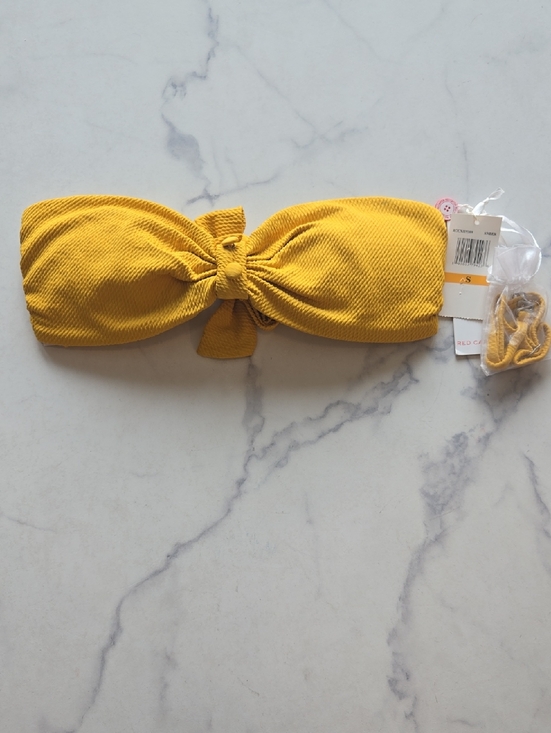 Red Carter Womens Yellow Texture Bandeau Top Swim Beach Summer Size S NWT - Picture 4 of 9